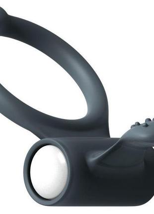 Ерекційне кільце dorcel power clit black v2 з вібрацією та язичком з щіточкою