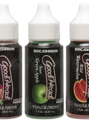 Набір крапель для мінету doc johnson  goodhead - tingle drops (watermelon, green apple, strawberry)