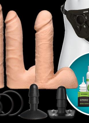 Набор для страпона doc johnson vac-u-lock dual density ultraskyn set, диаметр 3×4,5см