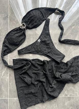 👙купальник бандо с сердечником и парео в комплекте