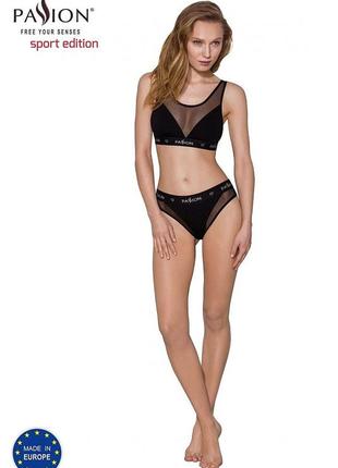 Топ с прозрачной вставкой passion ps002 top black, size l2 фото