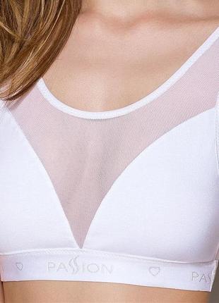 Топ з прозорою вставкою passion ps002 top white, size l2 фото