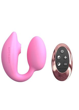Віброяйцо з вакуумною кліторальною стимуляцією love to love wonderlover pink passion