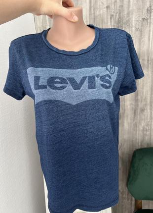 Женская футболка levi’s синяя футболка женская коттоновая футболка синяя