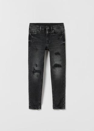 Брюки штаны джинсы из эластичного денима скинни zara destroyed skinny jeans