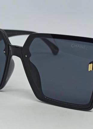 Окуляри в стилі chanel жіночі сонцезахисні великі чорні з коричневим