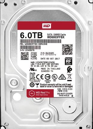 Накопичувач hdd sata 6.0tb wd red pro nas 7200rpm 256mb (wd6003ffbx)