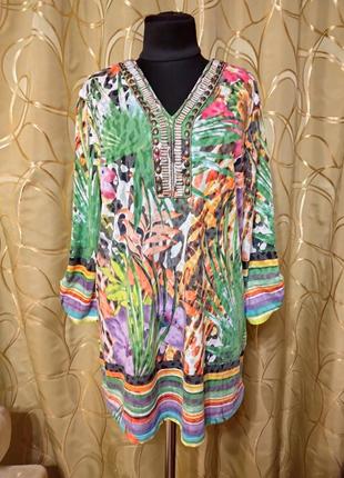 Брендовая вискозная трикотажная блуза блузка большого размера батал1 фото