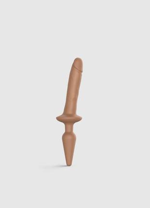 Анальна пробка з дилдо 2в1 strap-on-me switch plug-in realistic dildo caramel s, діаметр 3,3/2,9 см