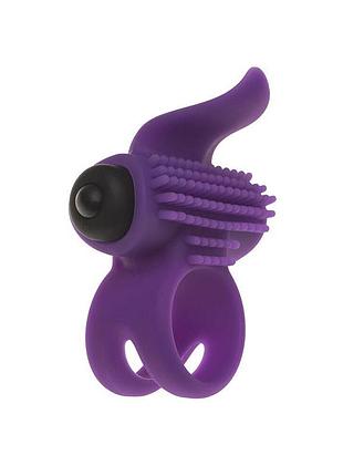 Ерекційне віброкільце adrien lastic bullet lastic ring з язичком і щіточкою для стимуляції клітора