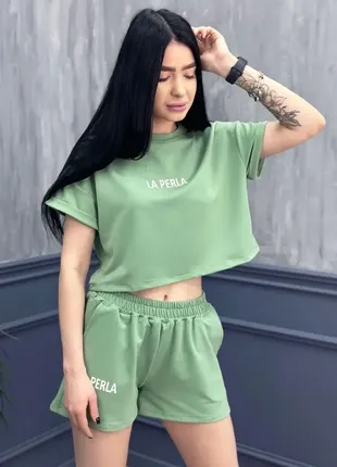 Костюм спортивный с шортами "la perla"