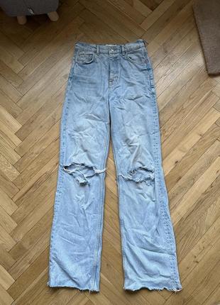 Zara світлі джинси кльош прямі широкі 362 фото