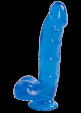 Фалоімітатор doc johnson jelly jewels cock & balls blue, діаметр 3,6 см, антибактеріальний пвх