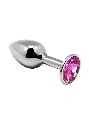 Анальная пробка металлическая с кристаллом alive mini metal butt plug pink s