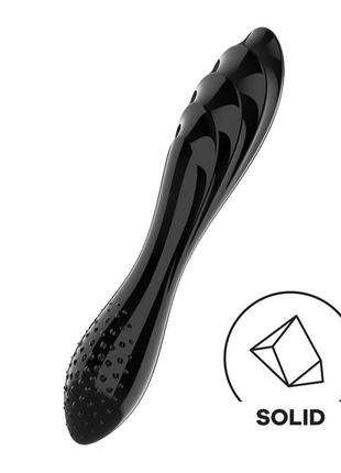 Двусторонний стеклянный дилдо satisfyer dazzling crystal 1 black, очень прочный, без стоппера