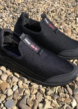 Чоловічі кросівки із сітки 44 розмір. літні кросівки, кросівки літо чоловічі сітки. модель 54929. колір: чорний