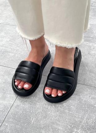 Натуральные базовые дутые шлепанцы