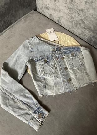 Zara в наявності жіночий джинсовий асиметричний топ