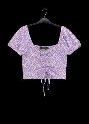 Топ на кулиске "primark" в мелкий цветочный принт, uk12-14/eur40-42, m.