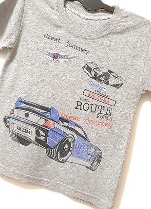 George футболка серая летняя с короткими рукавами принт машинки/авто на мальчика 3-4-5лет