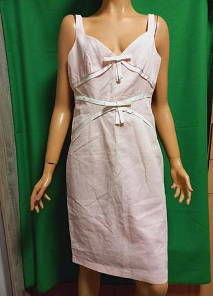 Элегантное нежно - розововое платье на подкладке и с белой отделкой и бантами laundry bi shelli segal