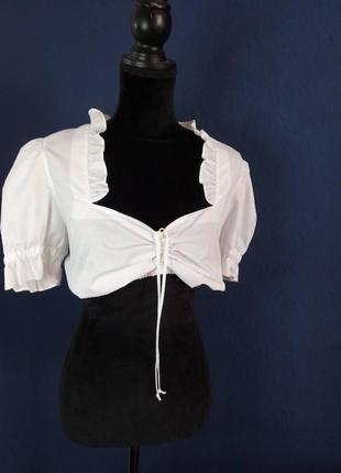 Коротка блуза з пишними рукавами2 фото