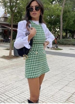 Zara твид сарафан платье платье твид