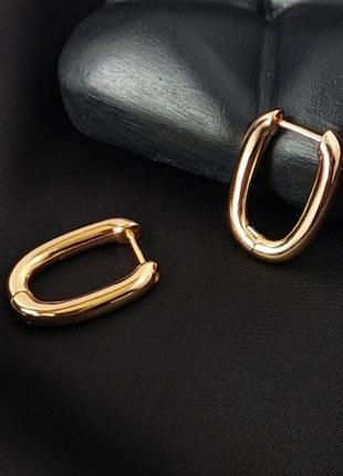 Сережки базові xuping медичний сплав медичне золото позолота2 фото