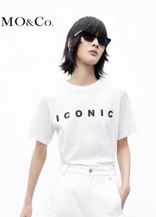 Футболка iconic mo&co белая коричневая