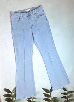 🎁1+1=3 стильні блакитні джинси кльош зі стрілками висока посадка denim co, розмір 50 - 527 фото