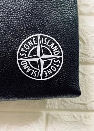 Мессенджер мужской stone island через плечо черный из натуральной кожи месенджер стоун айленд4 фото