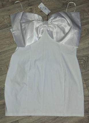 Сукня коротка біла з бантом, розмір 56