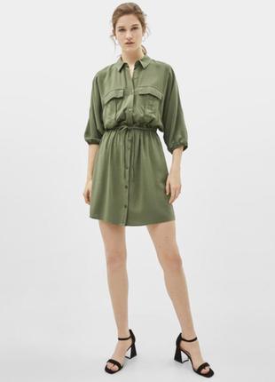 Сукня сорочка сарафан бершка bershka хакі оливка