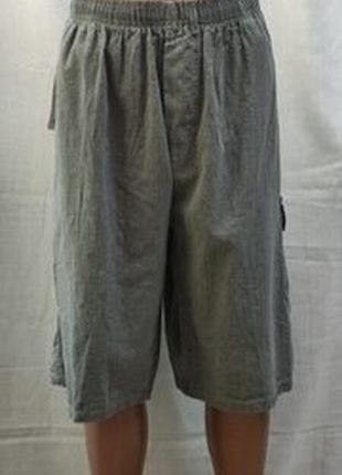 Капри бриджи мужские летние под лен с карманами в больших размерах,72,76,78