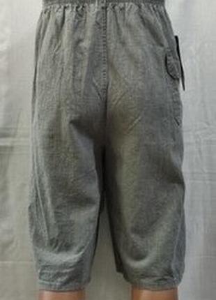 Капри бриджи мужские летние под лен с карманами в больших размерах,72,76,78