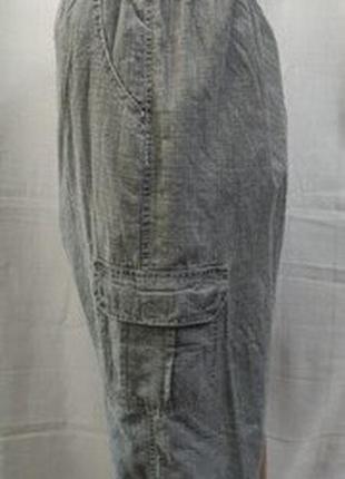 Капри бриджи мужские летние под лен с карманами в больших размерах,72,76,78