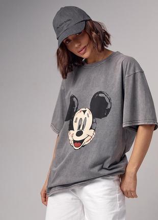 Футболка oversize з принтом mickey mouse1 фото