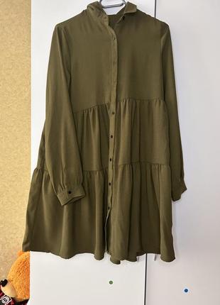 Сукня- плаття хакі , на гудзиках , розмір с-м1 фото