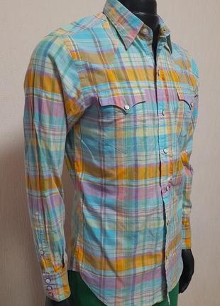 Шикарная хлопковая рубашка на кнопках в разноцветную полоску polo ralph lauren beach twill8 фото