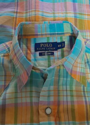 Шикарная хлопковая рубашка на кнопках в разноцветную полоску polo ralph lauren beach twill9 фото