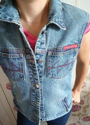 Стильна джинсова безрукавка, жилетка denim chic, джинсовка2 фото