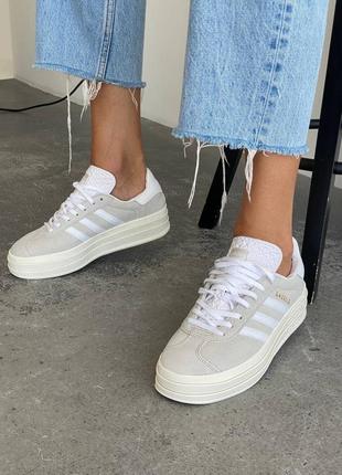 Жіночі кросівки в стилі adidas gazelle platform grey.8 фото