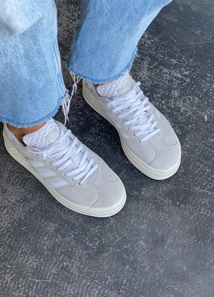 Жіночі кросівки в стилі adidas gazelle platform grey.7 фото