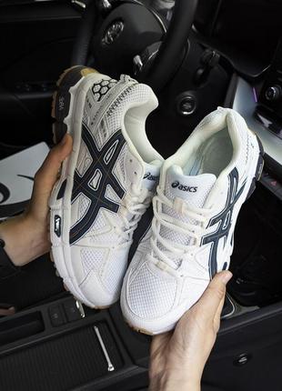 Мужские кроссовки asics gel kahana 8 glacier grey белые с синим кеды ассикс кожаные кожа сетка легкие текстильные весенние летние демисезон низкие