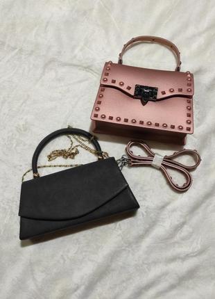 Чорна класична базова матова сумка кросбоді темно сіра маленька сумочка клатч з ручкою на золотистому ланцюжку