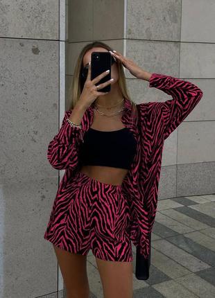 Костюм принт рубашка шорты разные цвета3 фото