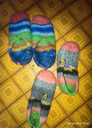 Валяної з шерсті тапки капці р 37 38