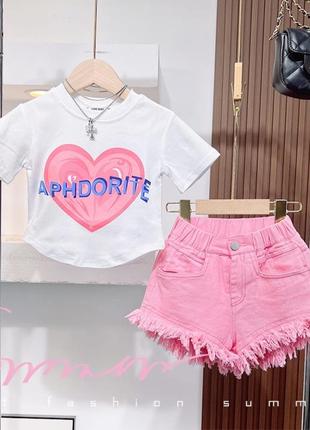 Детский летний костюм топ джинсовые шорты