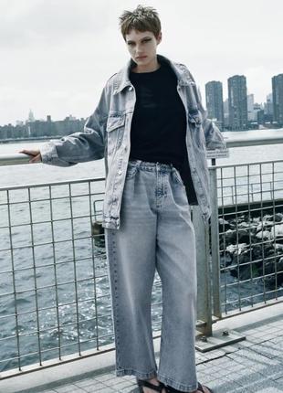 Zara свободные широкие голубые джинсы, брюки, брюки