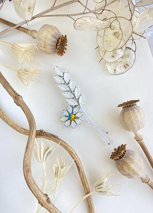 Брошь колосок с цветком